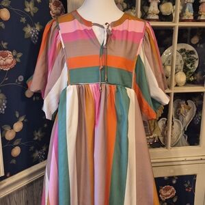 Entro Colorful Striped Casual Dress